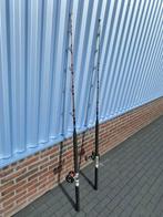 Zeevis hengels met abu garcia molens en dieptemeter, Ophalen of Verzenden, Gebruikt, Werphengel