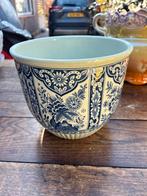 Antieke Sphinx Maastricht Bloempot - Delfts Blauw, 24 cm, Ophalen, Gebruikt, Rond, Binnen