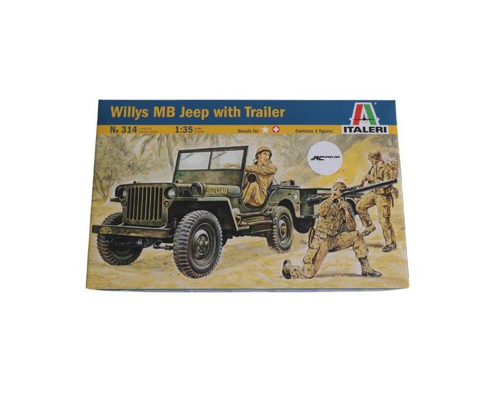 Italeri Willys MB Jeep with Trailer ITA-0314 1/35, Hobby en Vrije tijd, Modelbouw | Auto's en Voertuigen, Nieuw, Truck, 1:32 tot 1:50