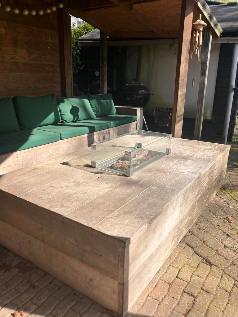 Grote stijgerhouten vuurtafel, Tuin en Terras, Ophalen of Verzenden, Zo goed als nieuw