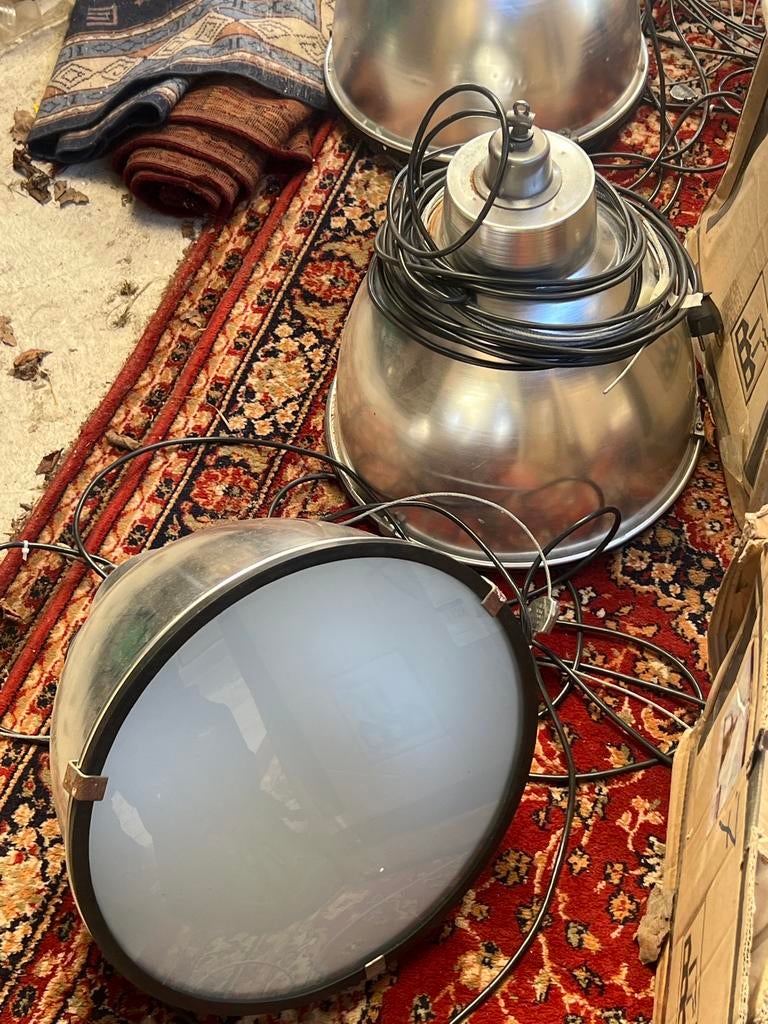 4 x Industriële Hanglamp Aluminium - Kwantum, Ophalen, Gebruikt, Metaal, 75 cm of meer
