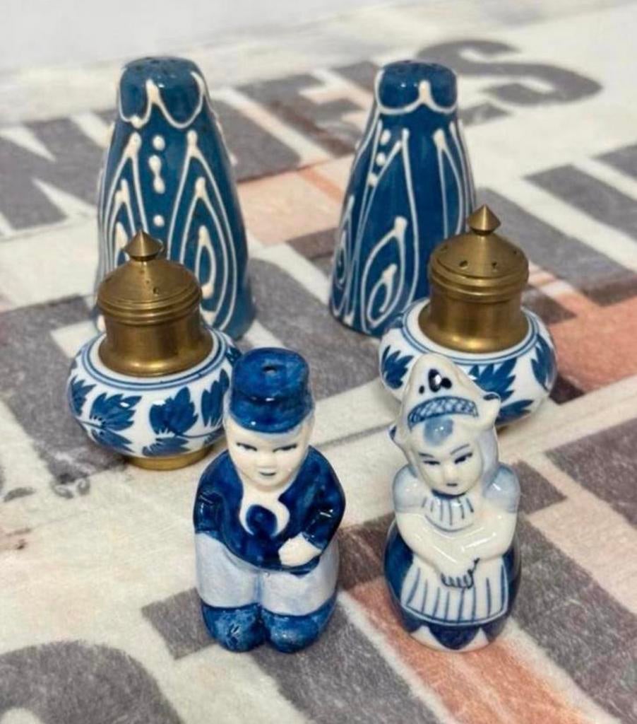 6x bijzondere antiek vintage peper zout stel 3 sets servies, Ophalen of Verzenden