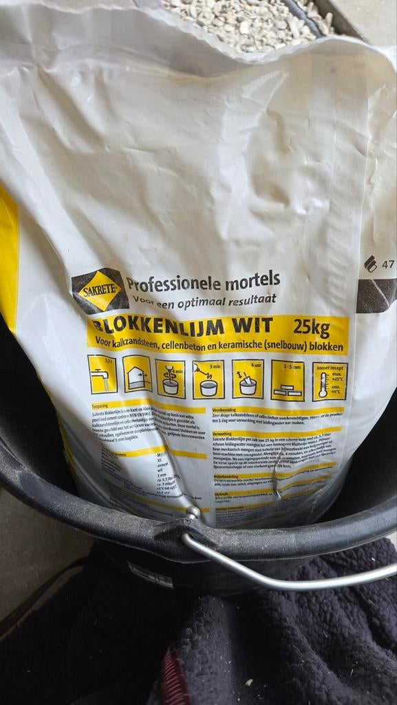 Sakrete Blokkenlijm Wit 25kg - Professionele Mortel, Ophalen, Nieuw