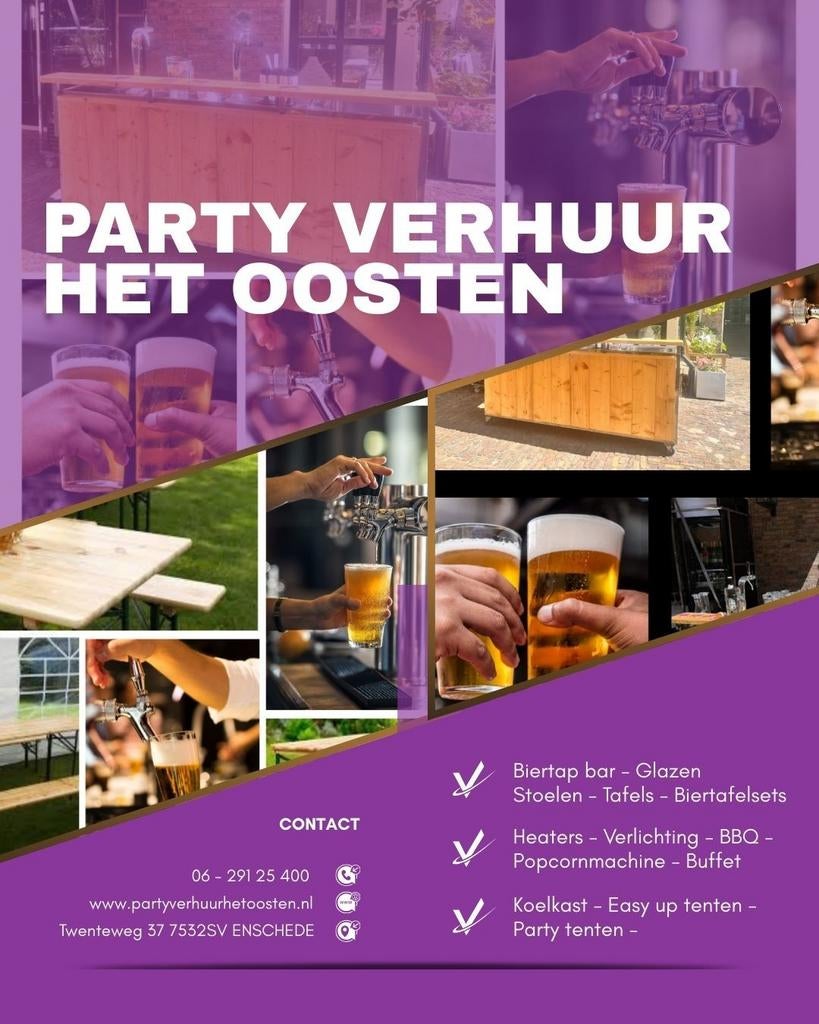 Party Verhuur Het Oosten - Verhuur Materialen voor elk feest, Ophalen, Zo goed als nieuw, Verjaardag