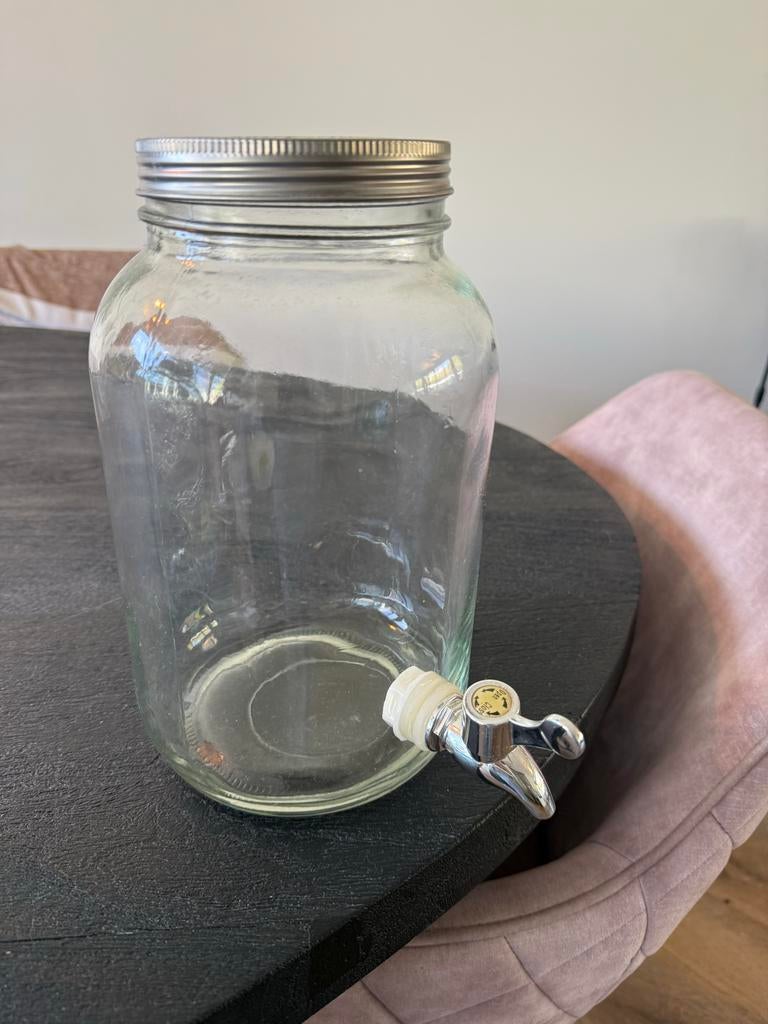 Glazen drankdispenser met kraan - 4 liter, Ophalen of Verzenden, Overige merken, Glas, Overige typen