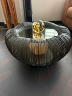 Salontafel Italiaans design zwart staaldraad met glasplaat, Huis en Inrichting, Tafels | Salontafels, Ophalen, 50 tot 100 cm, Rond