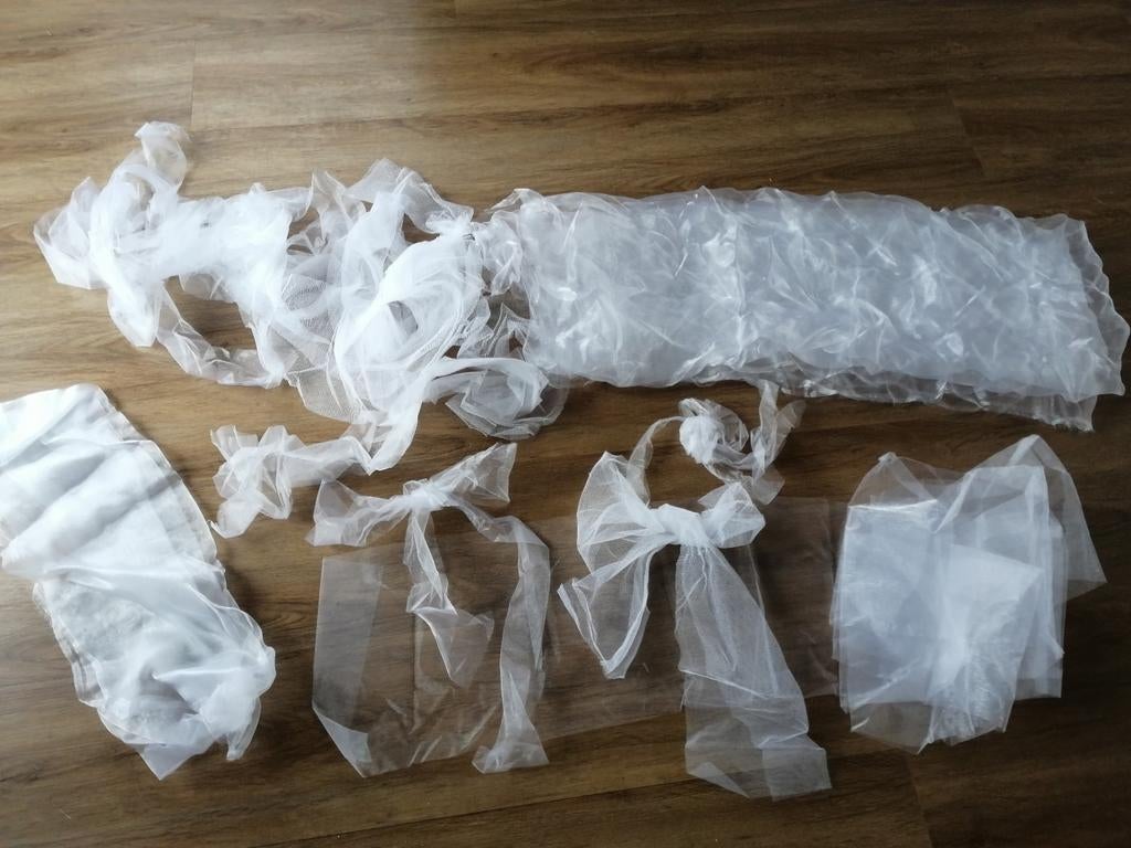 Bruiloft decoratie, tule en organza, Ophalen of Verzenden, Zo goed als nieuw, Versiering, Geboorte of Huwelijk