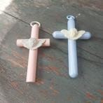 Mooie brocante celluloid wiegkruisje in roze of blauw, prijs, Antiek en Kunst, Antiek | Religie, Ophalen of Verzenden