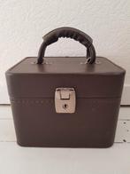 Donkerbruine beautycase koffer met slot H 18 cm, L 24 cm, Sieraden, Tassen en Uiterlijk, Ophalen of Verzenden, Gebruikt, Met slot