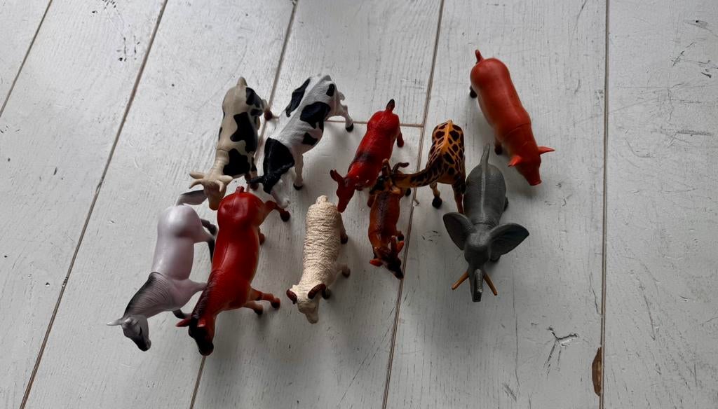Speelgoeddieren boerderijdieren en wilde dieren 10 stuks, Ophalen of Verzenden, Zo goed als nieuw