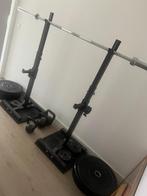 Complete halter + schrijven + Squat rack set, Sport en Fitness, Fitnessmaterialen, Ophalen of Verzenden, Zo goed als nieuw, Benen