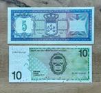UNC 5 en 10 gulden Nederlandse Antillen, Postzegels en Munten, Bankbiljetten | Nederland, Ophalen of Verzenden, 10 gulden