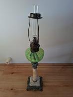 petroleumlamp groen glas, Antiek en Kunst, Ophalen