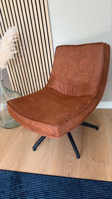 Fauteuil - leer - cognac / bruin - draaibaar beschikbaar voor biedingen