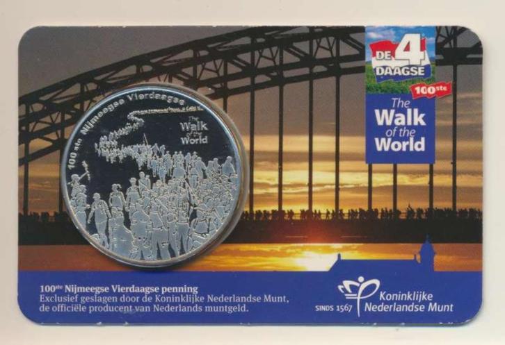 Nederland 100ste Nijmeegse Vierdaagse penning 2016 in coinca, Postzegels en Munten, Penningen en Medailles, Overige materialen