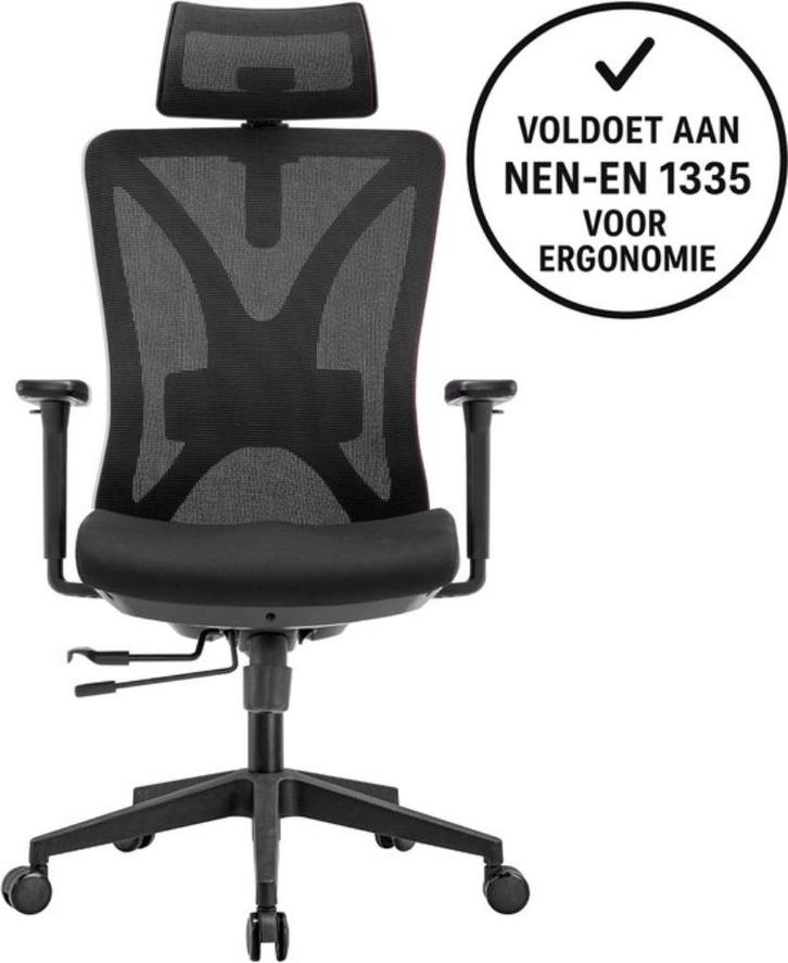Ergonomische Bureaustoel - Bureaustoelen voor Volwassenen -, Huis en Inrichting, Bureaustoelen, Nieuw, Bureaustoel, Zwart, Ergonomisch
