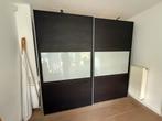 Donkerbruine kledingkast met deels melkglas en verlichting, Huis en Inrichting, Gebruikt, 200 cm of meer, 150 tot 200 cm, Ophalen of Verzenden