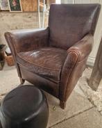 Stoere geleefde croco lederen Muylaert fauteuil mancave, Huis en Inrichting, Ophalen, Gebruikt