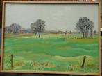 Landschap met boerderijen 1982 gesigneerd Heuvel?, Antiek en Kunst, Ophalen of Verzenden