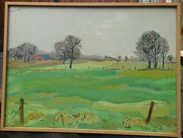 Landschap met boerderijen 1982 gesigneerd Heuvel? beschikbaar voor biedingen
