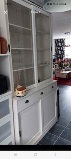 Buffetkast wit met glas, Huis en Inrichting, Kasten | Buffetkasten, Ophalen, Gebruikt, 100 tot 150 cm, Glas