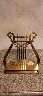MUZIEK BOEKENSTANDAARD VERGULD IN HARP DECOR 27 CM HOOG, Antiek en Kunst, Curiosa en Brocante, Ophalen of Verzenden