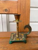 Vintage messing kandelaar met oor | metaal, Antiek en Kunst, Ophalen of Verzenden