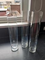 3 RECHTE HOGE VAZEN, Overige kleuren, 50 tot 75 cm, Ophalen of Verzenden, Glas