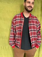Vintage rood jasje - unisex - geruit - S/M, Kleding | Heren, Vintage, Ophalen of Verzenden, Hgv@, 1073BK