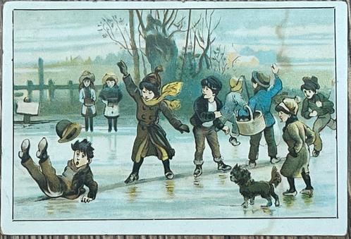 antiek reclamekaartje litho ijspret Brandsma thee Amsterdam, Verzamelen, Merken en Reclamevoorwerpen, Gebruikt, Overige typen