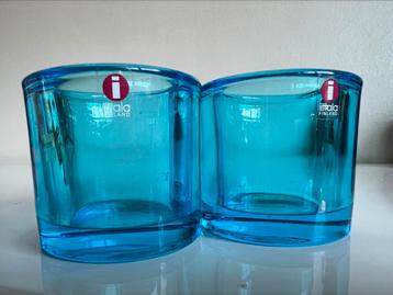2 Iittala KIVI Marimekko Waxinelichthouder~Light Blue 1995 beschikbaar voor biedingen