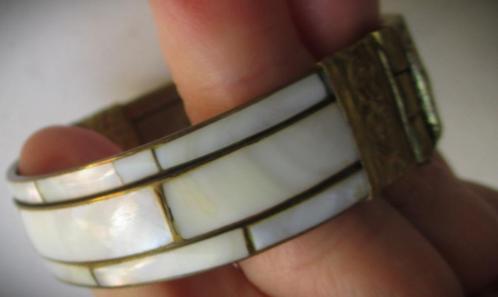 Armband Parelmoer Klemarmband met koper~Parelmour~Armband, Sieraden, Tassen en Uiterlijk, Armbanden, Zo goed als nieuw, Overige materialen