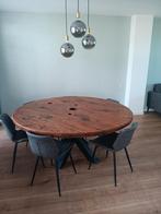 Eettafel met 6 stoelen, 100 tot 150 cm, Rond, Ophalen of Verzenden, Zo goed als nieuw