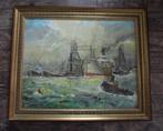havengezicht Rotterdam, Antiek en Kunst, Kunst | Schilderijen | Klassiek, Ophalen of Verzenden