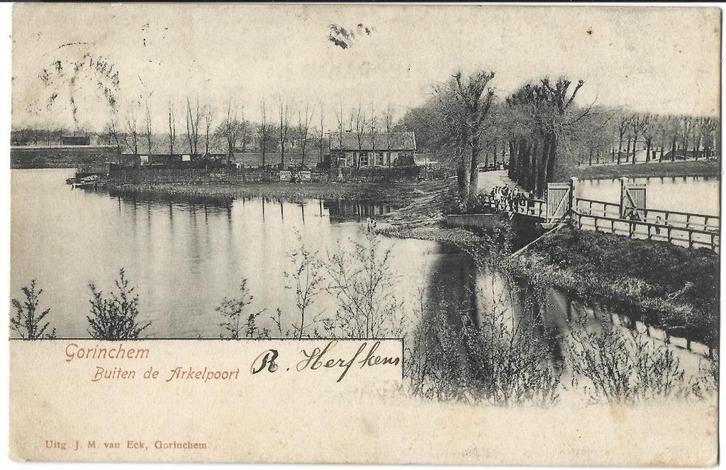 Gorinchem, Buiten de Arkelpoort. Lees beschrijving, Verzamelen, Ansichtkaarten | Nederland, Gelopen, Zuid-Holland, Voor 1920, Verzenden