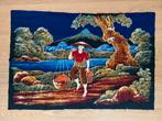 Gebatikt oosters landschap met figuur 91 cm x 60 cm, Ophalen of Verzenden