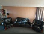 Bankstel leer zwart 5 Persoon, Huis en Inrichting, Ophalen, Zo goed als nieuw, Leer