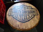 Harley Davidson tafeltje laatste stuk Nu € 125,00, 50 tot 100 cm, Zo goed als nieuw, Eikenhout, Rond