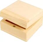 Houten sieradendoosje 6 x 6 x 3,5 cm binnenmaat 4,7 x 4,7 x, Materiaal, ., Nieuw, Ophalen of Verzenden
