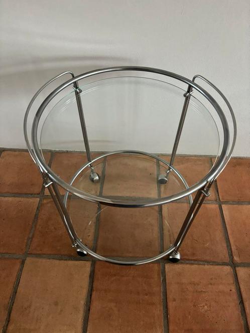 Art Deco bijzettafel/ trolly, Huis en Inrichting, Tafels | Sidetables, Zo goed als nieuw, 50 tot 100 cm, Rond, Ophalen of Verzenden