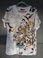 Lea H-shirt in maat L - Roze met goud-terra-grijs-zwart-wit, Kleding | Dames, Ophalen of Verzenden, Zo goed als nieuw, Korte mouw