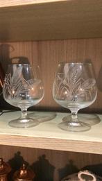 2 gegraveerde cognac glazen. Korenaren., Antiek en Kunst, Antiek | Glas en Kristal, Ophalen of Verzenden