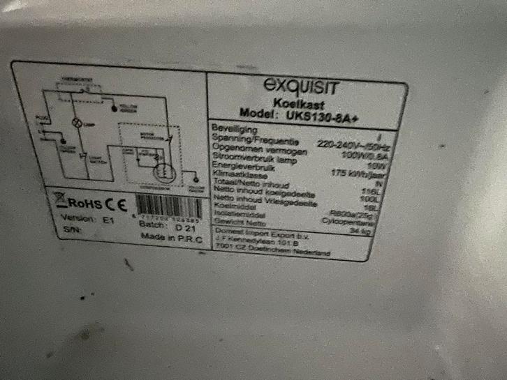 2de hands inbouw koelkast (onderbouw), Witgoed en Apparatuur, Koelkasten en IJskasten, Gebruikt, Met vriesvak, 75 tot 100 liter