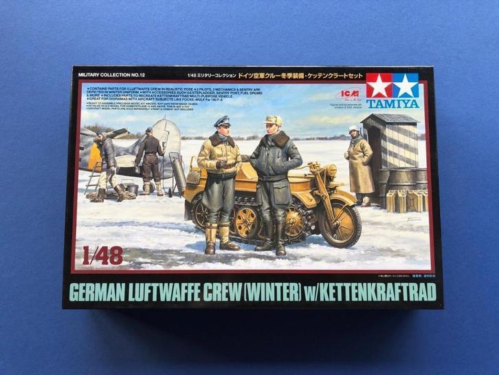 Tamiya 32412 German Luftwaffe Crew w/ Krad 1/48, Hobby en Vrije tijd, Modelbouw | Auto's en Voertuigen, Nieuw, Overige typen, 1:32 tot 1:50
