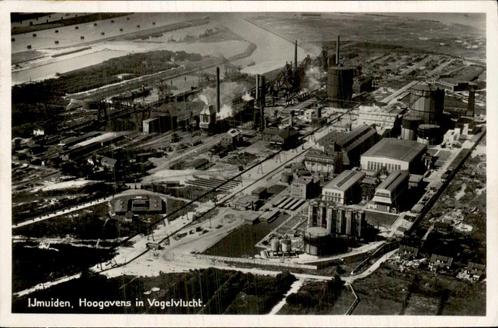Luchtfoto van Hoogovens IJmuiden, Verzamelen, Ansichtkaarten | Nederland, Gelopen, Noord-Holland, Voor 1920, Ophalen of Verzenden
