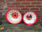 Set vintage emaille schalen 40 en 35 cm doorsnee, Ophalen