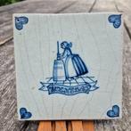 Woensdag karnen, tegel met hartjes 13,1x13,1cm delfst blauw, Ophalen of Verzenden