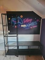 TV Kast & Vitrine - Staal Look met Glas, Met plank(en), 100 tot 150 cm, Ophalen of Verzenden, Zo goed als nieuw