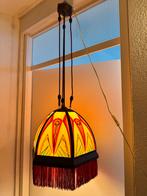 Amsterdamse School hanglamp Gebrandschilderd Glas en Franjes, Antiek en Kunst, Ophalen