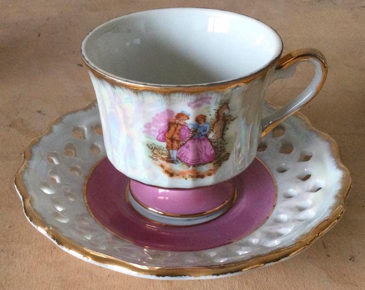 3x Limoges style kop en schotels, Antiek en Kunst, Antiek | Servies los, Ophalen of Verzenden